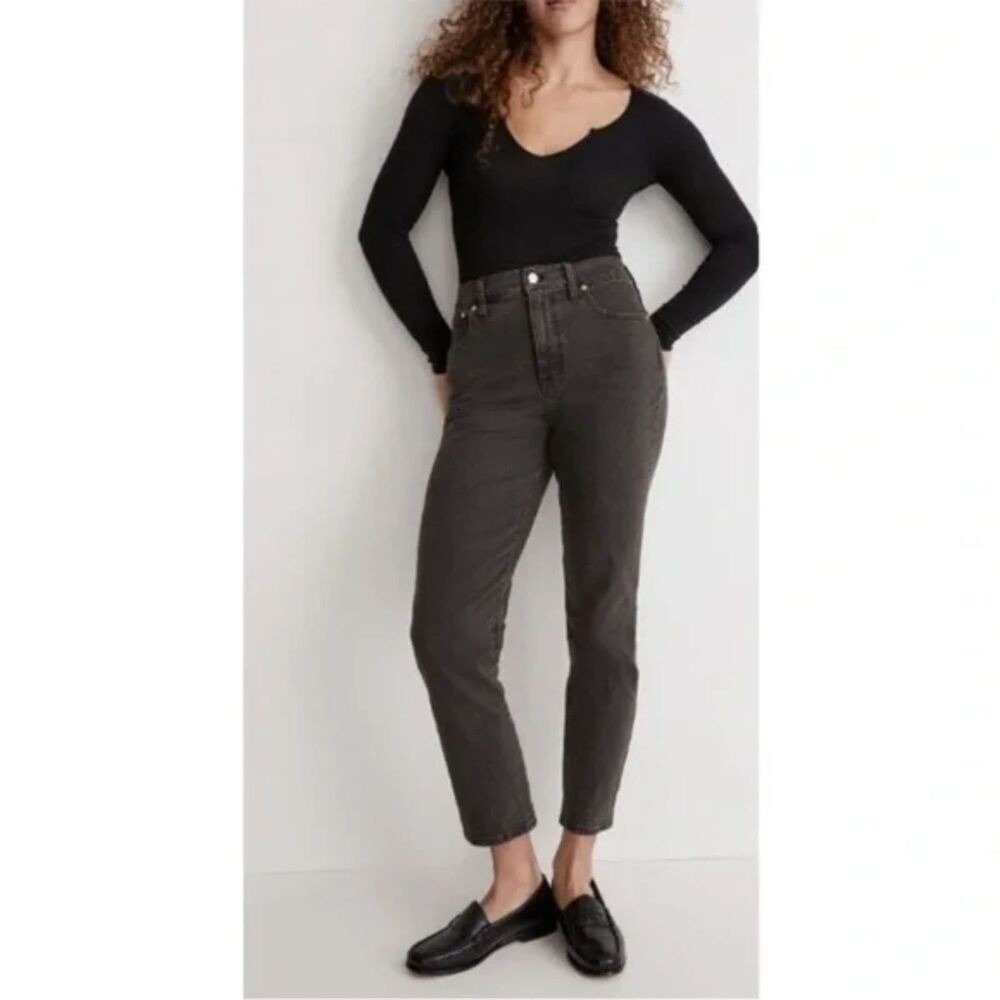 Madewell Curvy Perfect Vintage Jeans Black High Rise Demin Size 24 NWT